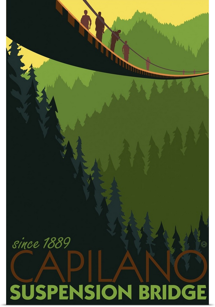 Capilano Suspension Bridge - Vancouver, BC: Retro Travel Poster