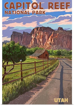 Capitol Reef National Park, Gifford Homestead: Retro Travel Poster