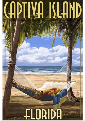 Captiva Island, Florida - Hammock Scene: Retro Travel Poster