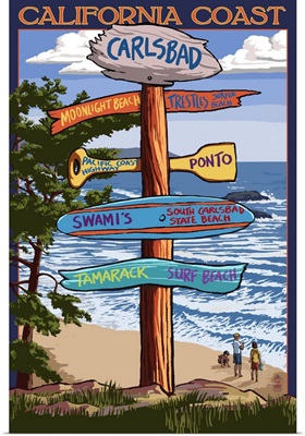 Carlsbad, California - Destination Sign: Retro Travel Poster