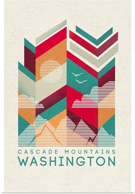 Cascade Mountains, Washington - Geometric Line Art