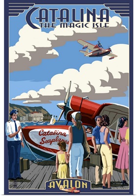 Catalina Island, California - Seaplane: Retro Travel Poster