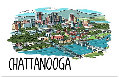 Chattanooga, Tennessee - Line Drawing