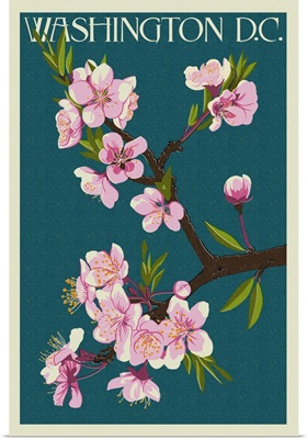 Cherry Blossoms - Washington DC: Retro Travel Poster