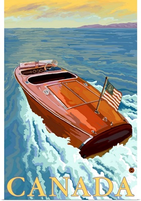 Chris Craft Boat - Canada: Retro Travel Poster