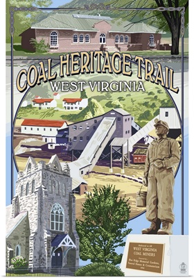 Coal Heritage Trail, West Virginia - Montage Scenes: Retro Travel Poster