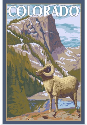 Colorado - Big Horn Sheep: Retro Travel Poster