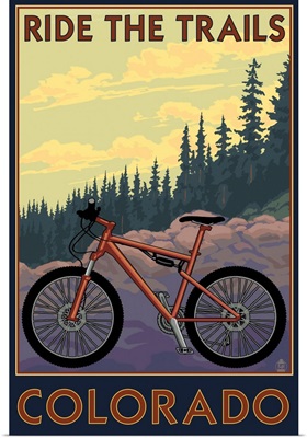 Colorado - Mountain Bike Scene: Retro Travel Poster