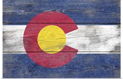 Colorado State Flag on Wood