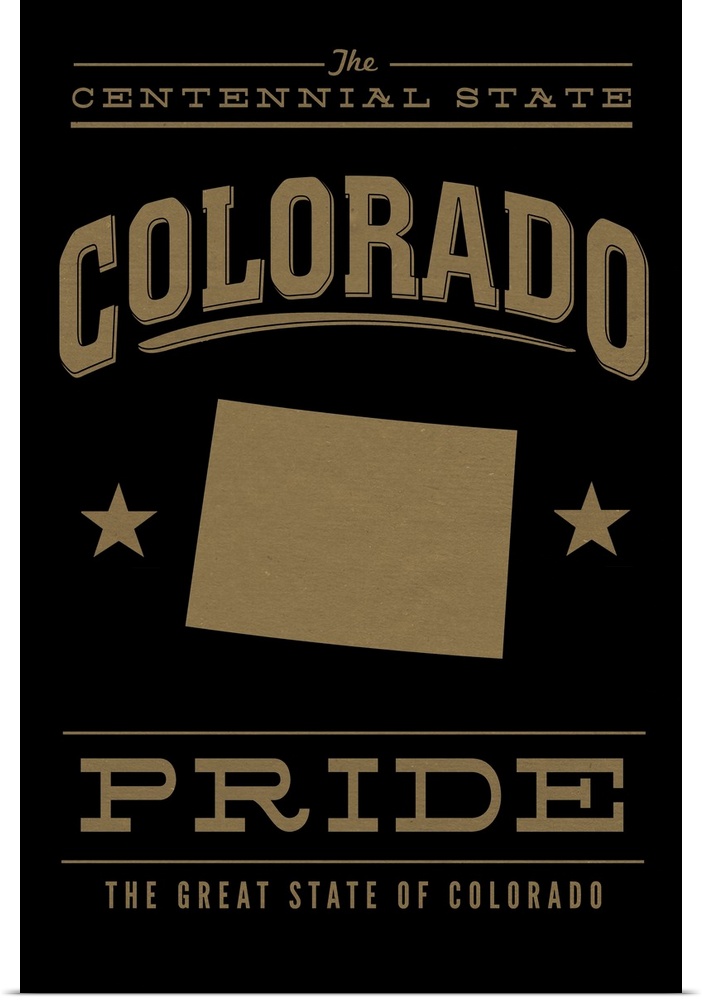 The Colorado state outline on black with gold text.