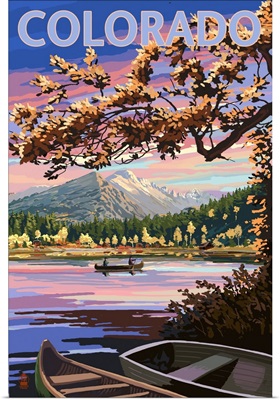 Colorado - Twilight Lake Scene: Retro Travel Poster