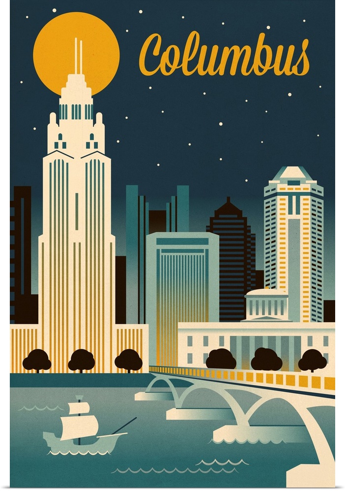 Columbus, Ohio - Retro Skyline Series