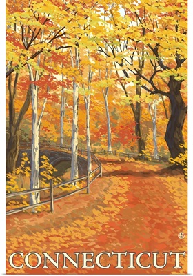 Connecticut - Fall Colors Scene: Retro Travel Poster