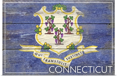 Connecticut State Flag on Wood