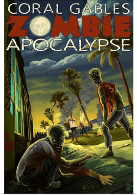 Coral Gables, Florida - Zombie Apocalypse: Retro Travel Poster