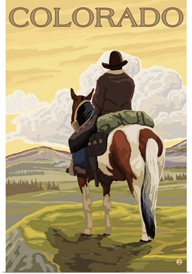 Cowboy (View from Back) - Colorado: Retro Travel Poster