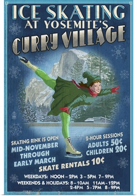 Curry Village Ice Skater - Yosemite National Park, California: Retro Travel Poster