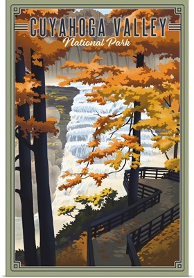 Cuyahoga Valley National Park, Brandywine Falls: Retro Travel Poster