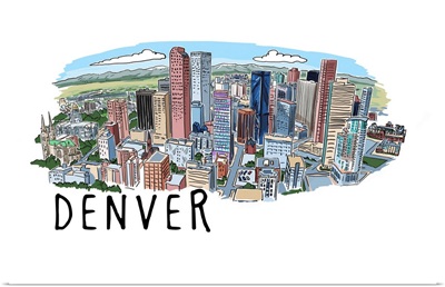 Denver, Colorado - Line Drawing