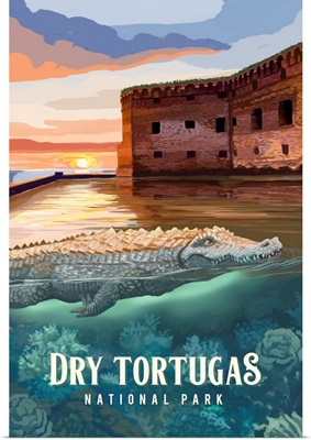 Dry Tortugas National Park, Crocodile: Retro Travel Poster