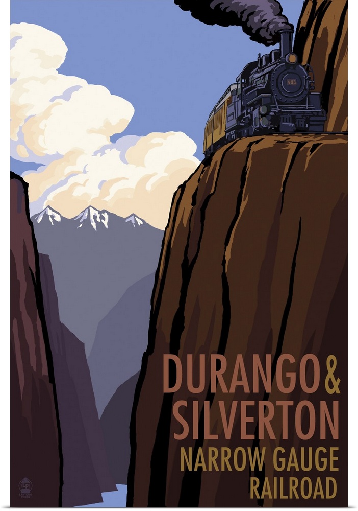 Durango and Silverton Narrow Gauge Railroad: Retro Travel Poster