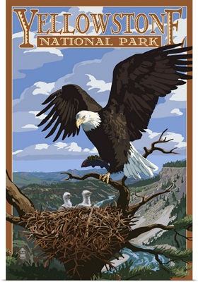 Eagle Perched - Yellowstone National Park: Retro Travel Poster
