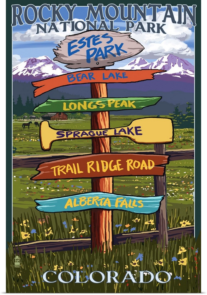Estes Park, Colorado - Sign Destinations: Retro Travel Poster
