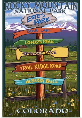 Estes Park, Colorado - Sign Destinations: Retro Travel Poster