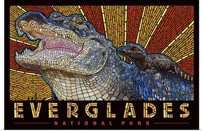 Everglades National Park, Crocodile Mosaic: Graphic Travel Poster