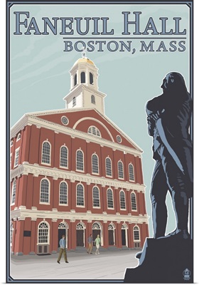 Faneuil Hall - Boston, MA: Retro Travel Poster