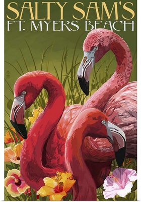 Flamingos, Salty Sam's, Ft. Myers Beach, Florida