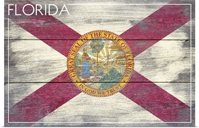 Florida State Flag on Wood