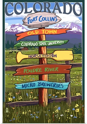 Fort Collins, Colorado - Sign Destinations: Retro Travel Poster