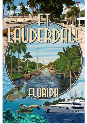 Ft. Lauderdale, Florida - Montage: Retro Travel Poster