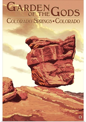 Garden of the Gods - Balanced Rock: Retro Travel Poster