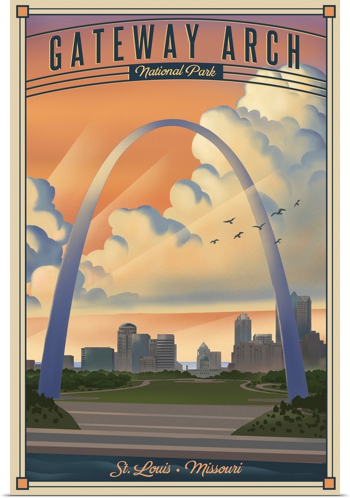 Gateway Arch National Park, St. Louis: Retro Travel Poster