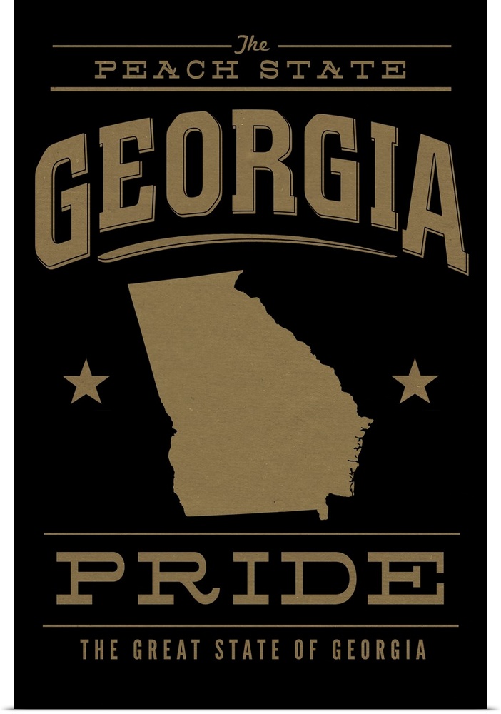 The Georgia state outline on black with gold text.