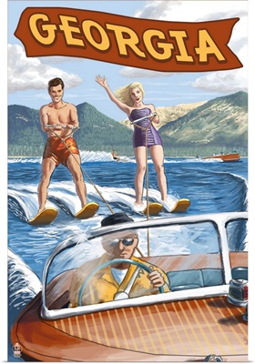 Georgia - Water Skiing Scene: Retro Travel Poster