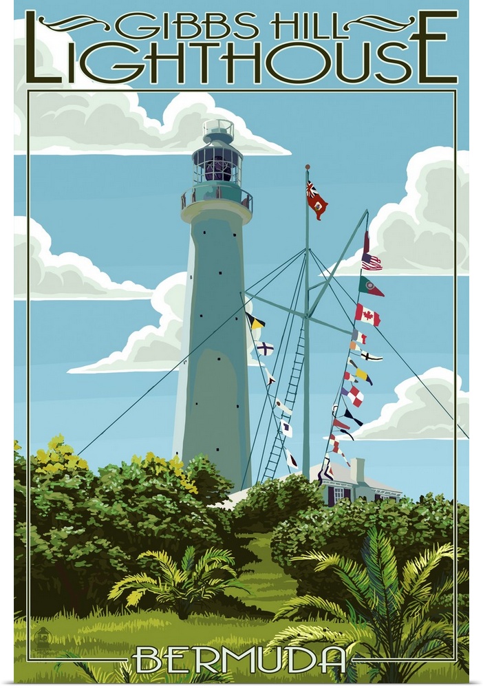 Gibbs Hill Lighthouse - Bermuda: Retro Travel Poster