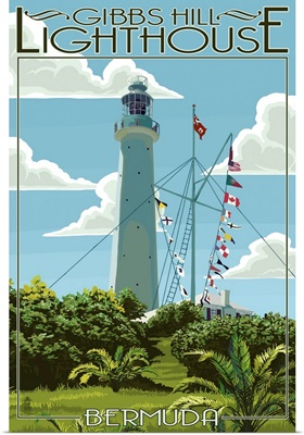 Gibbs Hill Lighthouse - Bermuda: Retro Travel Poster
