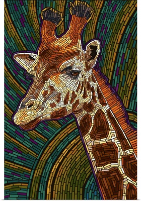 Giraffe - Paper Mosaic: Retro Art Poster