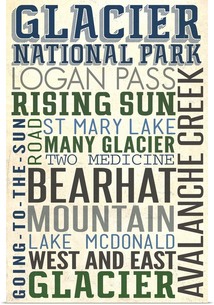 Glacier National Park, Montana, Typography