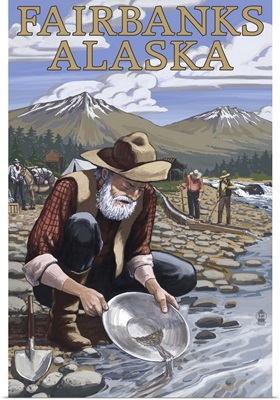 Gold Panner Mining Camp - Fairbanks, AK: Retro Travel Poster