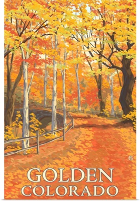 Golden, Colorado - Fall Colors Scene: Retro Travel Poster