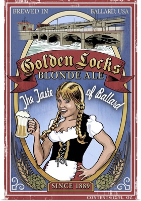 Golden Locks Blonde - Ballard Ale Vintage Sign: Retro Travel Poster