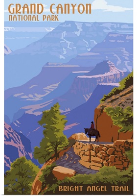 Grand Canyon National Park - Bright Angel Trail: Retro Travel Poster