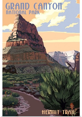 Grand Canyon National Park - Hermit Trail: Retro Travel Poster