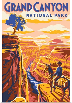 Grand Canyon National Park, Horseback Riding: Graphic Travel Poster