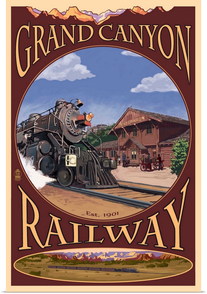 Grand Canyon Railway, Arizona: Retro Travel Poster