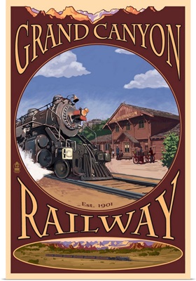 Grand Canyon Railway, Arizona: Retro Travel Poster